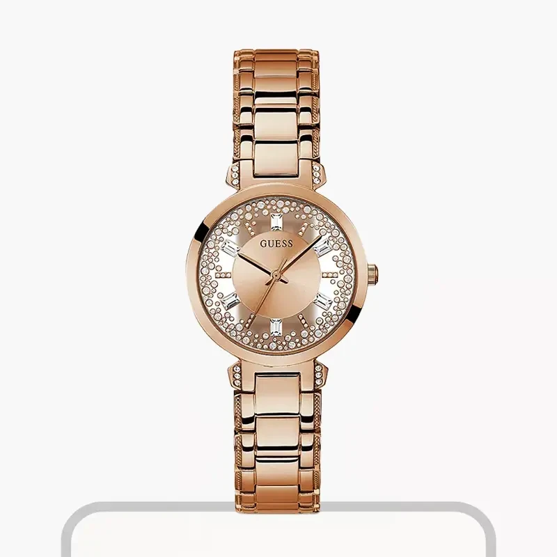 Guess Crystal Clear Len's Rose Dial Ladies Watch- GW0470L3